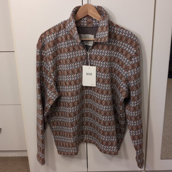 Bode NWT Diamond Stripe Pullover Sweater Merino Wool Men's M/L - Picture 2 of 11